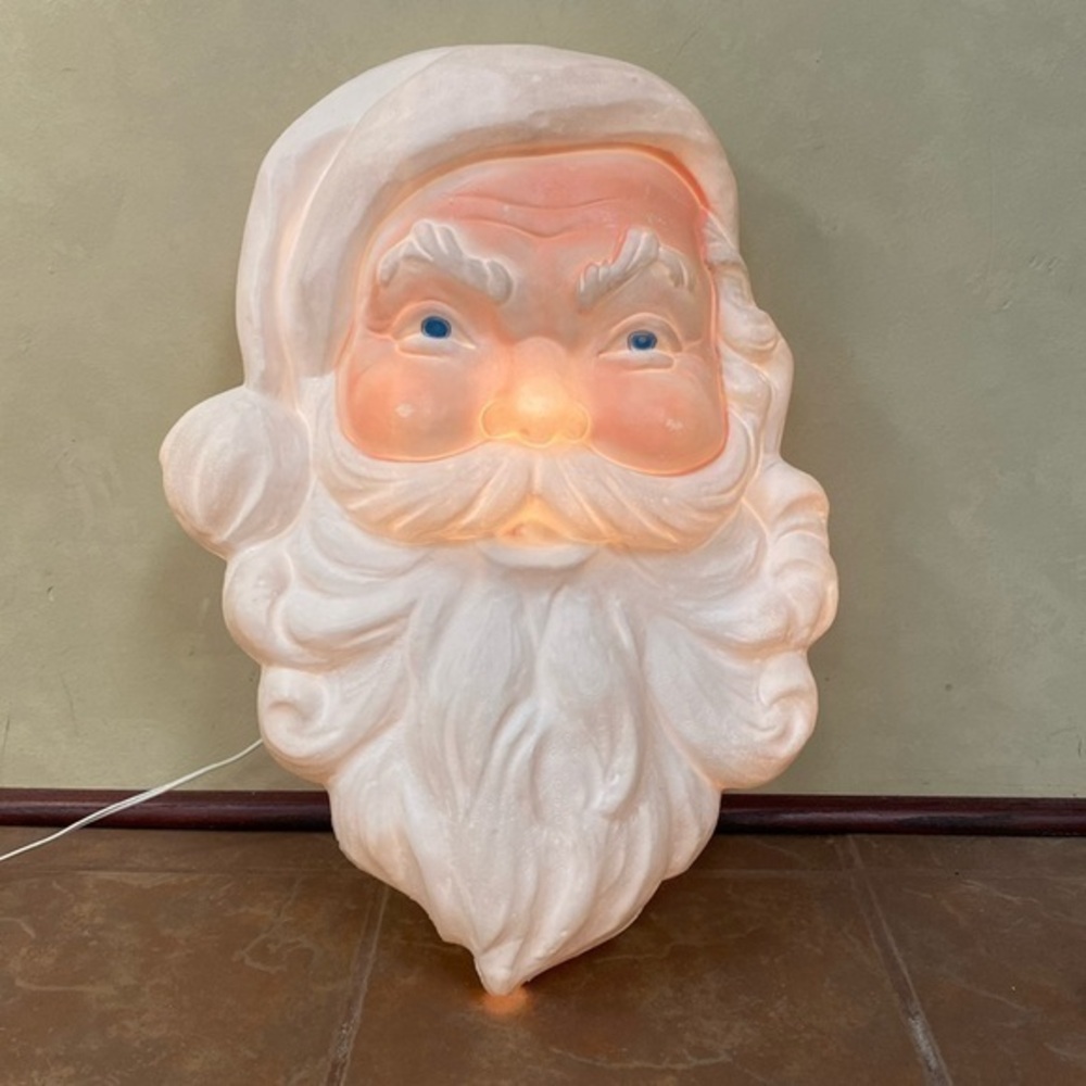 Vintage Christmas Santa Head Blow Mold Union Products INC USA Outdoor Use LARGE